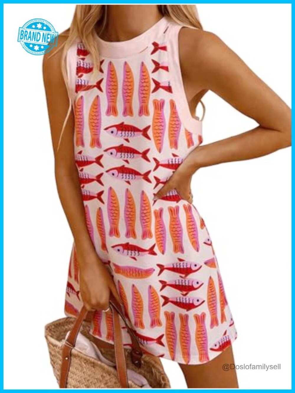 Womens Sleeveless Mini Tank Dress A-Line Floral Printed Loose Summer Sundress